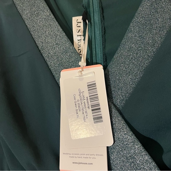 JJs House Long Sleeve V-Neck Dress with Metallic Trim Formal Flowy Womens Sz XL - Picture 4 of 8